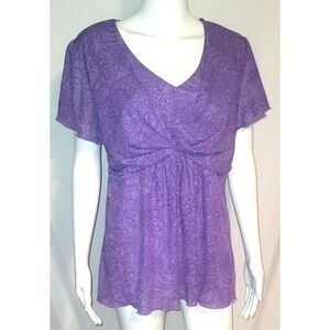 Venezia Lavender V-Neck Short Sleeve Blouse